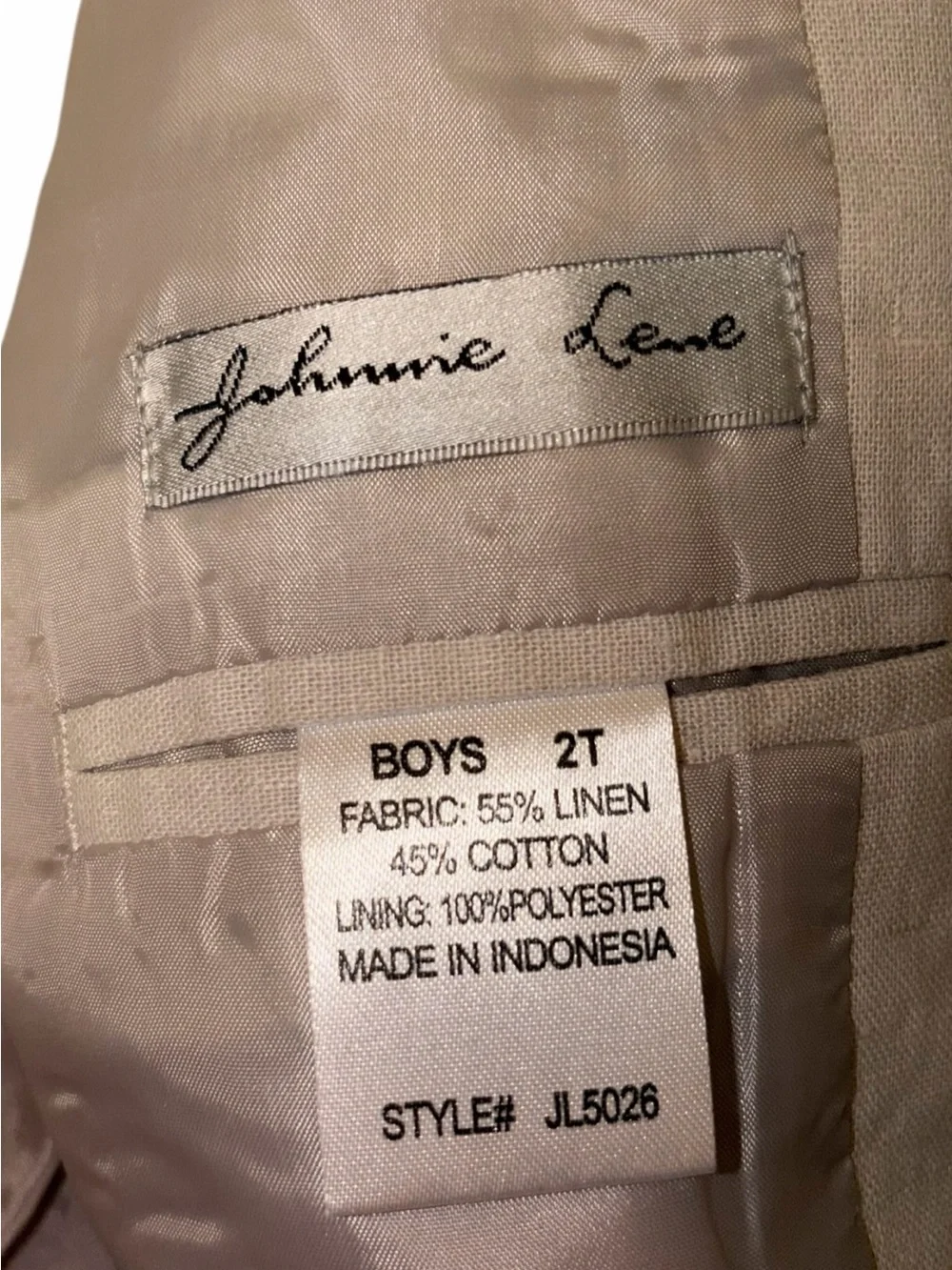 New Johnnie Lene Tan Beige Irish Linen Italy Blazer Vest White Shirt 4T Wedding